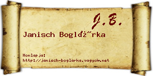 Janisch Boglárka névjegykártya